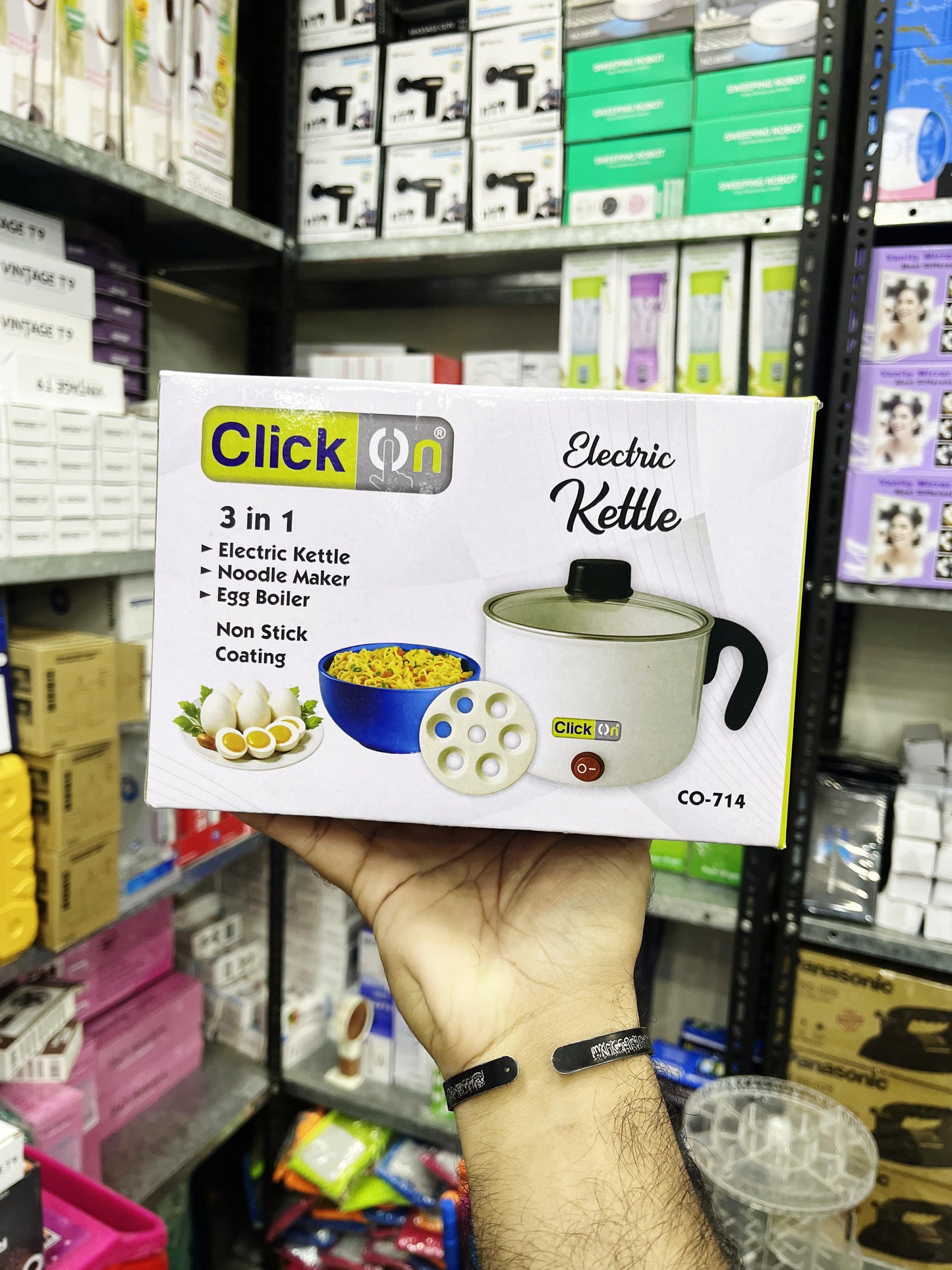 Non-Stick Multi Cooker Electric Kettle Concealed base, Multifunctional Cooking Pot for Noodle maker, Food Warmer, Egg boiler and so on