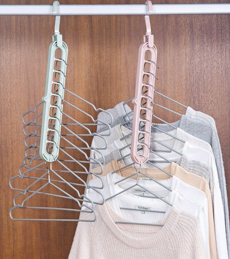 9 Hole Hanger Multifunction Magic Clothes Hanger Organizer 360 Rotate Folding Hangers