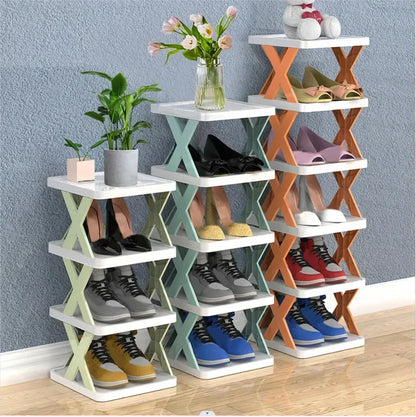 5 & 6 Layer High Quality Foldable X Shape Plastic Shoe Rack