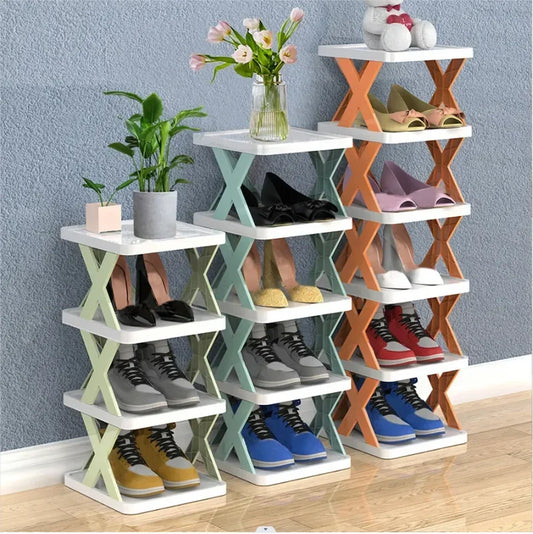 5 & 6 Layer High Quality Foldable X Shape Plastic Shoe Rack