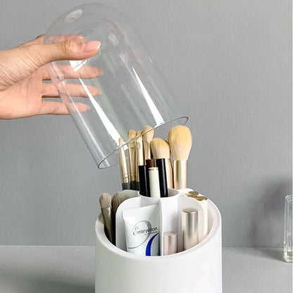 High Quality 360° Degree Rotating Makeup Brush Holder with Dustproof Lid Cosmetic Brush Case Countertop Brushes Holder Transparent Acrylic Makeup Organizer Transparent Acrylic Makeup Organizer