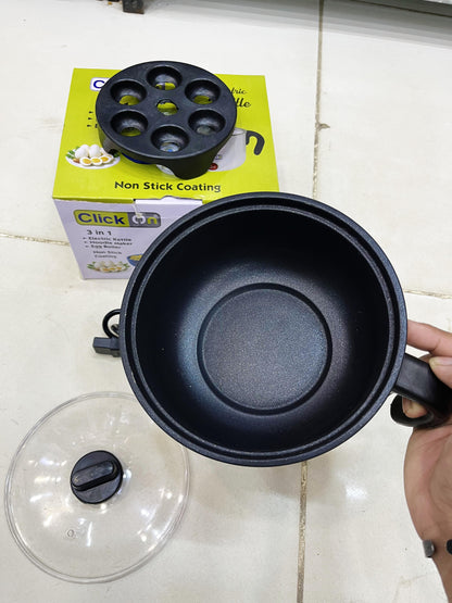 Non-Stick Multi Cooker Electric Kettle Concealed base, Multifunctional Cooking Pot for Noodle maker, Food Warmer, Egg boiler and so on