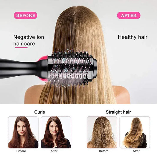Original One Step 3 in 1 Electric Hot Air Brush, Dryer, Straightener, Ionic Volumizer 1000W High Power Personal Grooming Tool For Hair, Travelling Brush
