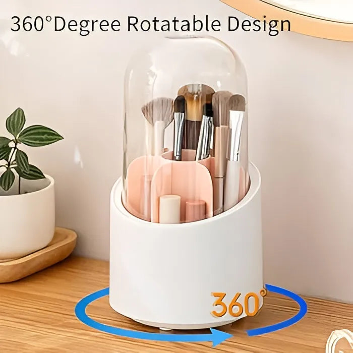 High Quality 360° Degree Rotating Makeup Brush Holder with Dustproof Lid Cosmetic Brush Case Countertop Brushes Holder Transparent Acrylic Makeup Organizer Transparent Acrylic Makeup Organizer
