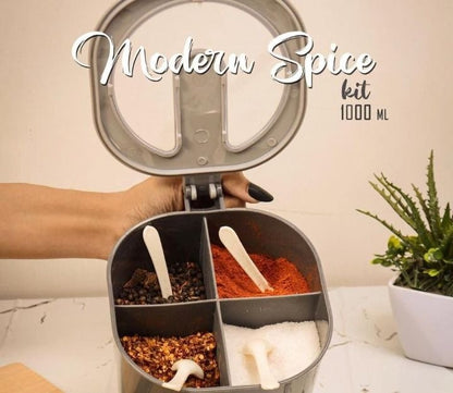 4 In 1 Modern spice kit partition kitchen seasoning box 4 Portions spice box with free spoon