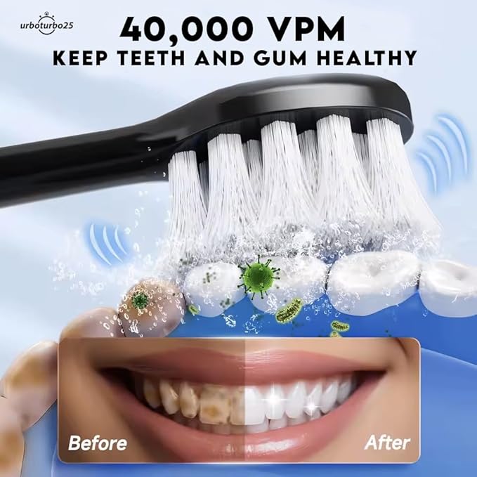 6 Modes Sonic Electric Toothbrushes for Adults Kids Smart Timer Rechargeable Whitening Toothbrush IPX7 Waterproof 4 Brush Head