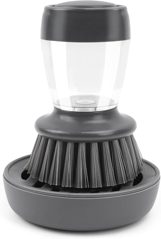 Kitchen Brush with Holder and Soap Dispensing Palm Brush Storage Set for Kitchen Cleaning Dishes Pots Pans Sink Cleaning Dish Scrubber