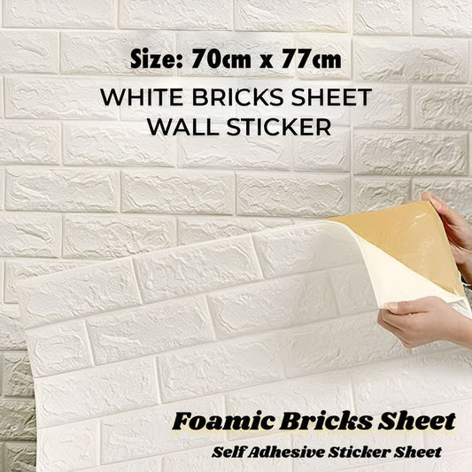 3D Brick Wall Stickers Self Adhesive Wallpaper Sheets