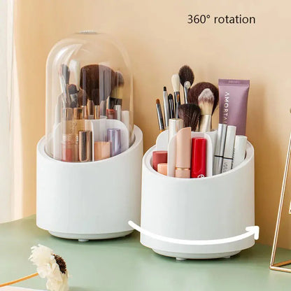 High Quality 360° Degree Rotating Makeup Brush Holder with Dustproof Lid Cosmetic Brush Case Countertop Brushes Holder Transparent Acrylic Makeup Organizer Transparent Acrylic Makeup Organizer