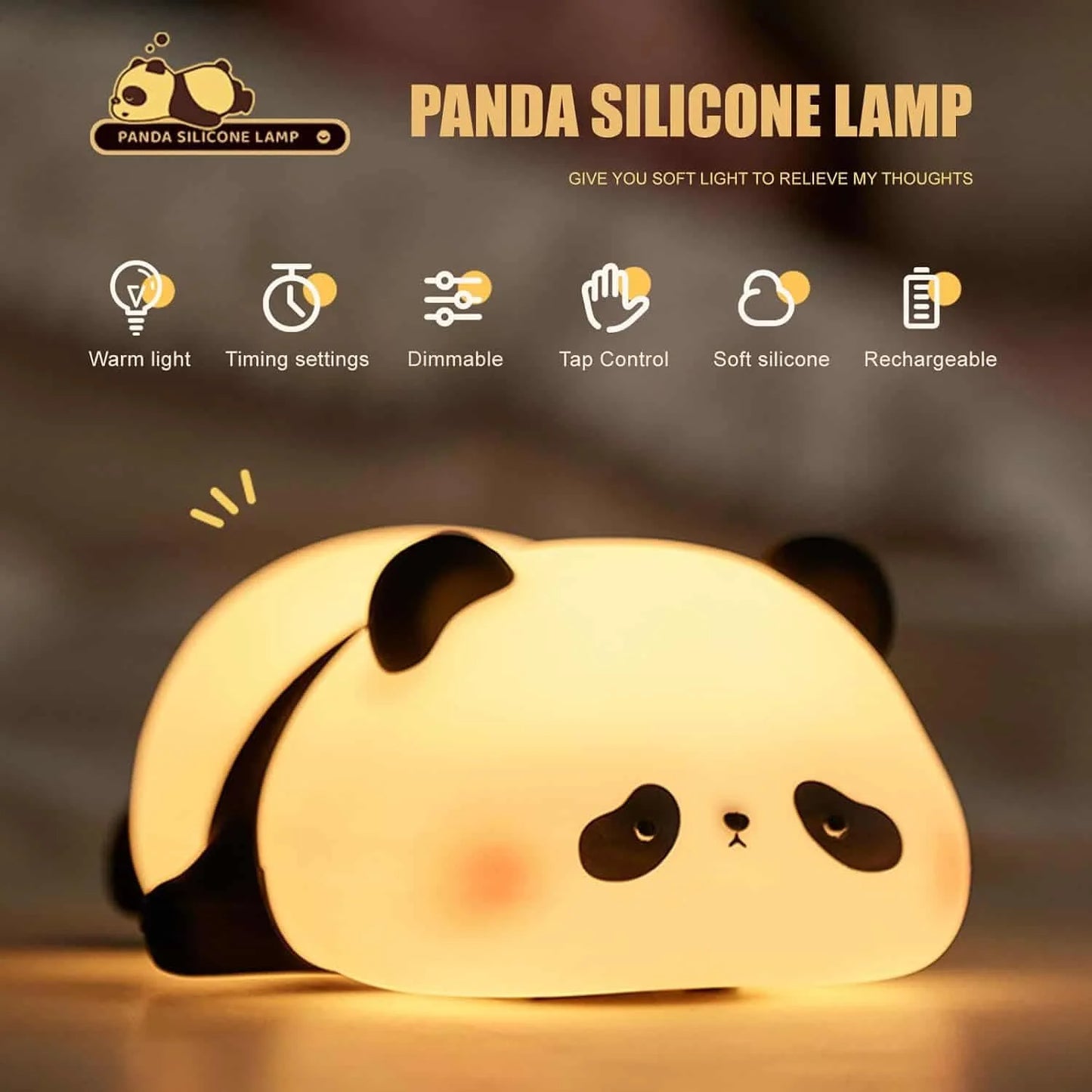 Cute Panda Night Light silicone Soft Lamp
