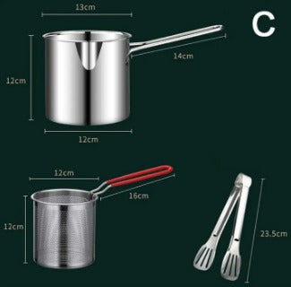 Stainless Steel Deep Fryer Frying Pot With Strainer 1.2L Capacity