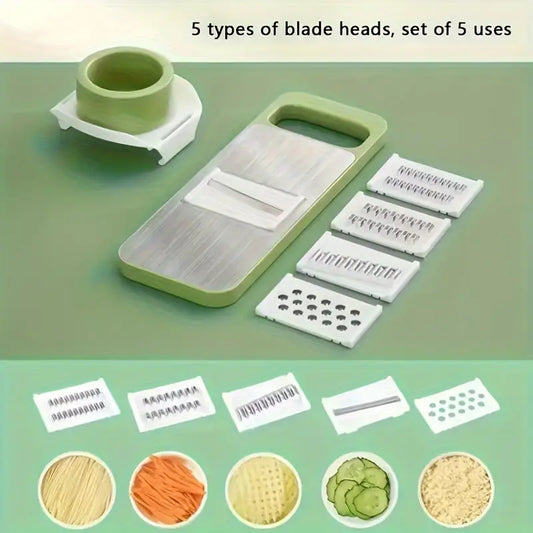 5 in 1 Vegetable Grater and Slicer with Stainless Steel Blade, Multi-functional Vegetable Fruit Slicer for Kitchen