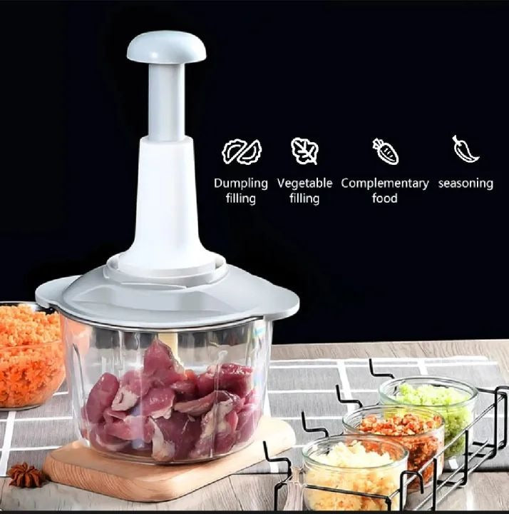 2 Liter Hand Operated Chopper for Meat Vegetables Manual Chopper Machine