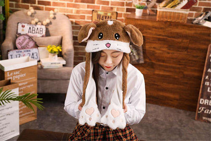 New Hot Bunny Hat Ear Moving Jumping High Quality Rabbit Hat Cute Animal Ear Flap Hat