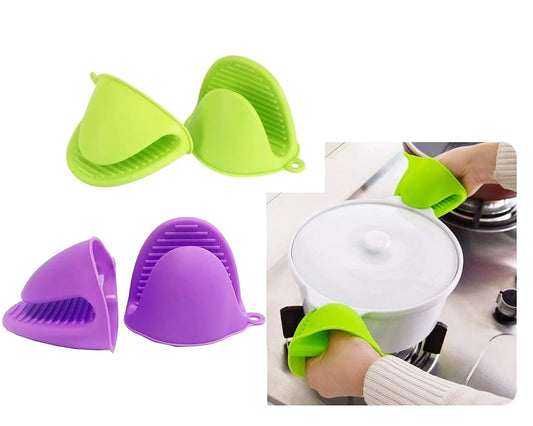 1 Pairs 2 piece Silicone Pot Holders Heat Resistant Rubber Oven Mitts Mini Oven Mitts for Kitchen Cooking and Baking