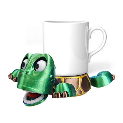 Creativity Open Eyed Turtle Funny Tea Coaster Heat Insulation With Liftable Limbs Sea Turtle Coaster Waterproof 3D Printed Cup Holder Home