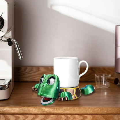 Creativity Open Eyed Turtle Funny Tea Coaster Heat Insulation With Liftable Limbs Sea Turtle Coaster Waterproof 3D Printed Cup Holder Home