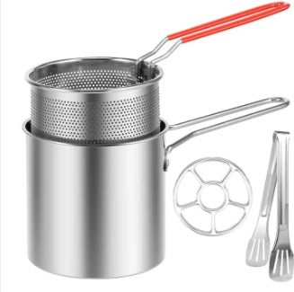 Stainless Steel Deep Fryer Frying Pot With Strainer 1.2L Capacity