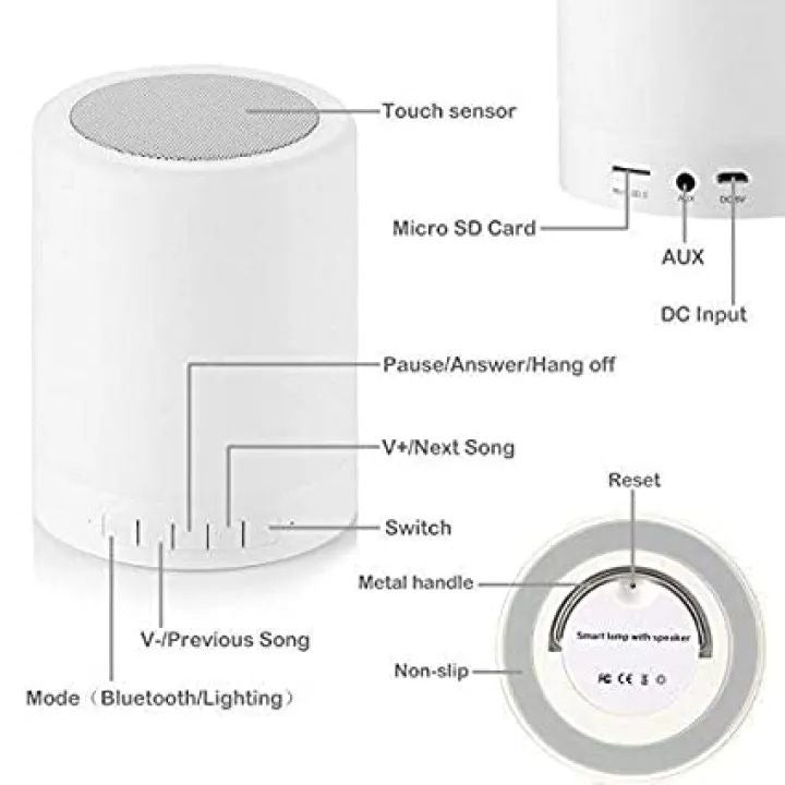 Wireless Bluetooth Touch Lamp Portable Stereo Bass Speaker compatable for All Android and iOS Smart Phone and Window laptops