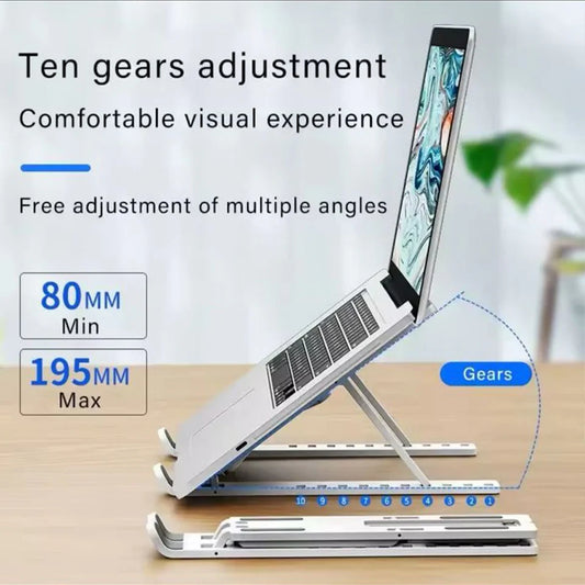 Portable Foldable Laptop Stand – Adjustable Aluminum Metal Stand with Anti-Slip Rubber Grips Ergonomic Folding Laptop Holder for MacBook Dell HP Lenovo Asus | Lightweight Durable Laptop Stand for All Sizes Adjustable Height for Comfortable View